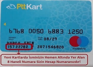 Ptt kart hesap numarası nerde yazıyor