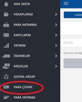 cep anahtar ile para çekme