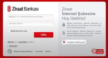 Ziraat Bankası internet bankacılığı şifre alma